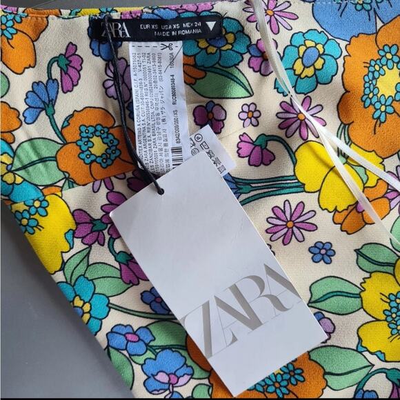 Zara Floral Retro Strappy Backless Crop Top - Size XS - Picture 9 of 10